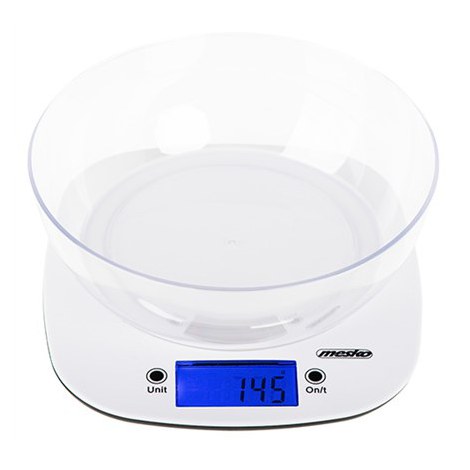 Mesko | Scale with bowl | MS 3165 | Maximum weight (capacity) 5 kg | Graduation 1 g | Display type LCD | White